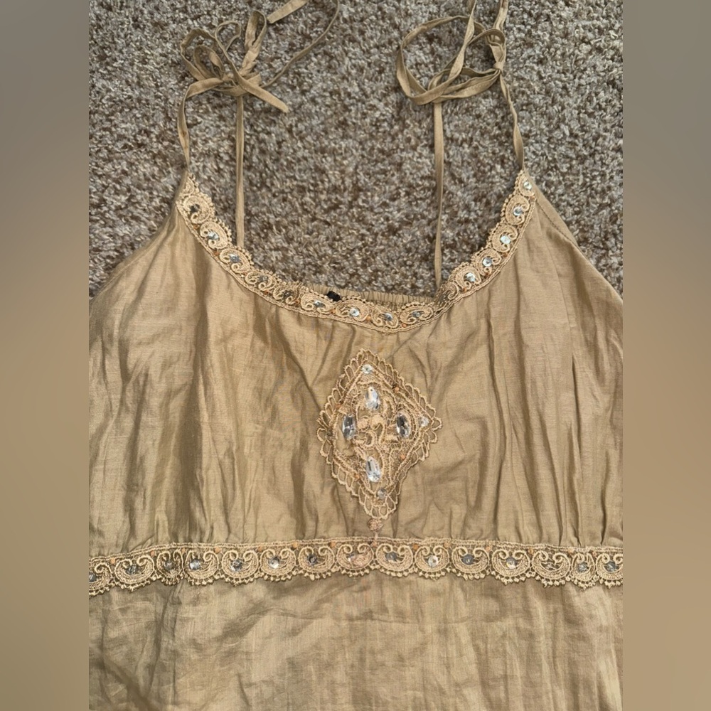 Tan Rhinestone Dress - Picture 3 of 6